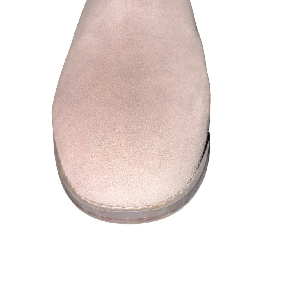 Lands' End Women's Ankle Boots Beige 10B Suede Leather Buckle Accent Zip Closure